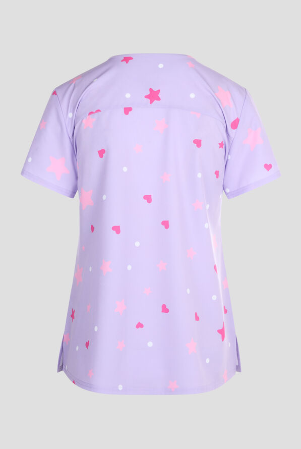 Carebears Rainbow 2.0 by Funscrubs Women's 2-Pocket STRETCH V-Neck Print Scrub Top - null - 2