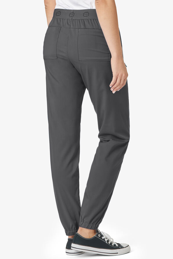 WonderWink PRO Women's 8-Pocket STRETCH Elastic Waist Cargo Jogger Scrub Pants - Pewter - 3