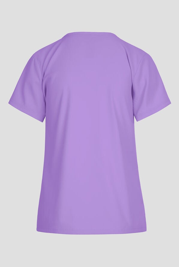 koi Lite&trade; Ember Women's 1-Pocket Rainbow Shimmer Trim V-Neck Scrub Top - French Lavender - 2