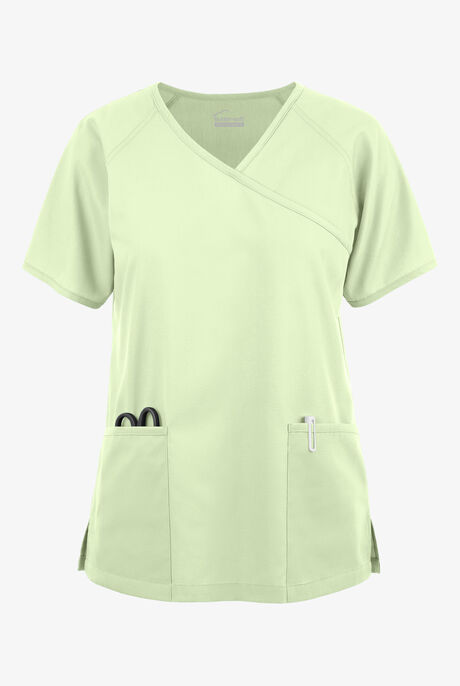 Butter-Soft Originals Women's 3-Pocket Mock Wrap Raglan Sleeve Scrub Top