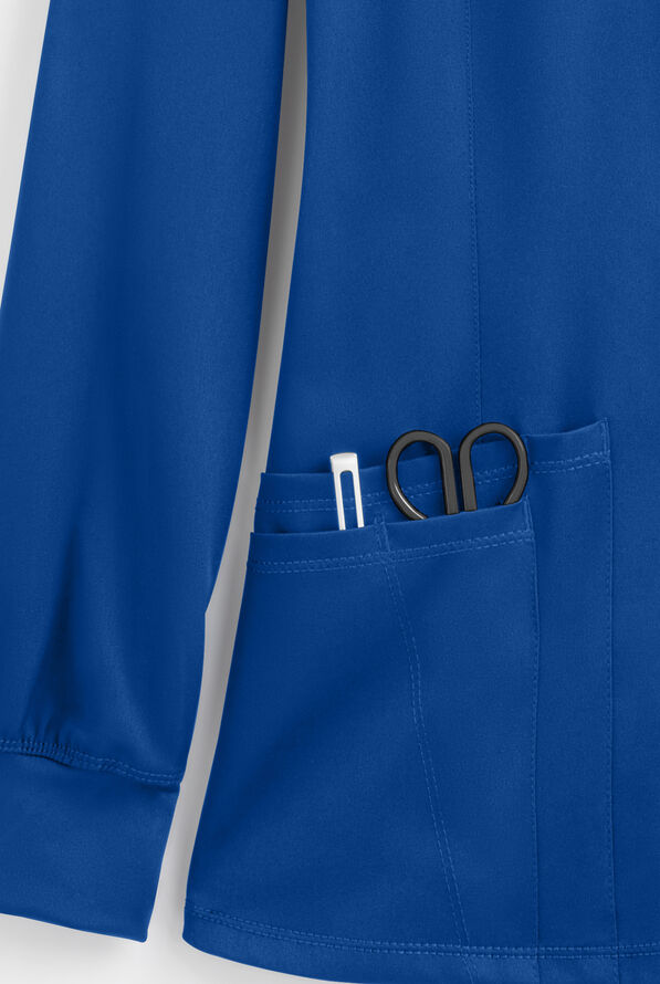 HH Works by Healing Hands Megan Women's 4-Pocket STRETCH Round Neck Warm-Up Scrub Jacket - Royal - 4