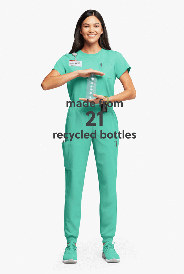 Pantalón médico ReSurge Amber estilo jogger con piernas pitillo y 7 bolsillos para mujer - Bright Jade - 5