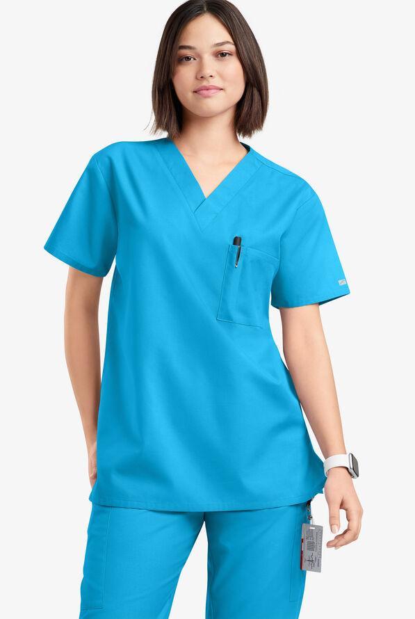 Blusa médica unisx Butter-Soft Originals con cuello en V y 2 bolsillos - Turquoise - 2