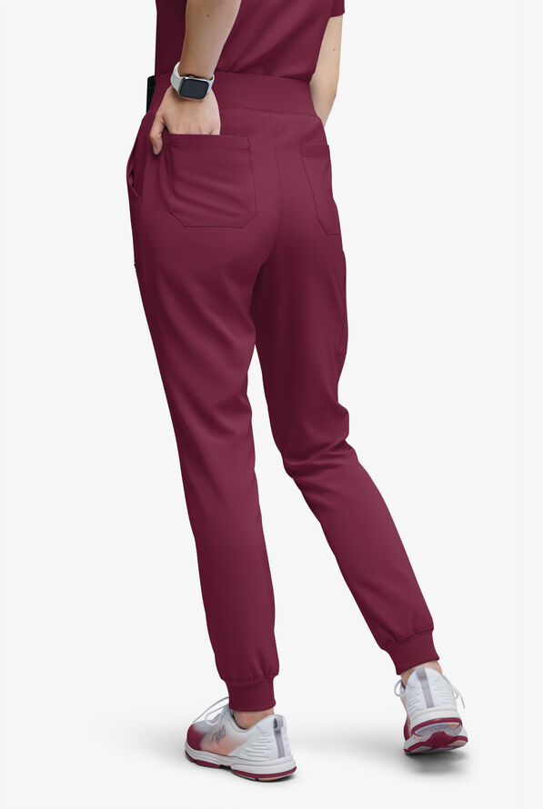 Easy STRETCH Olivia Women's 7-Pocket Slim Leg Jogger Scrub Pants - Tall - Wine - 4