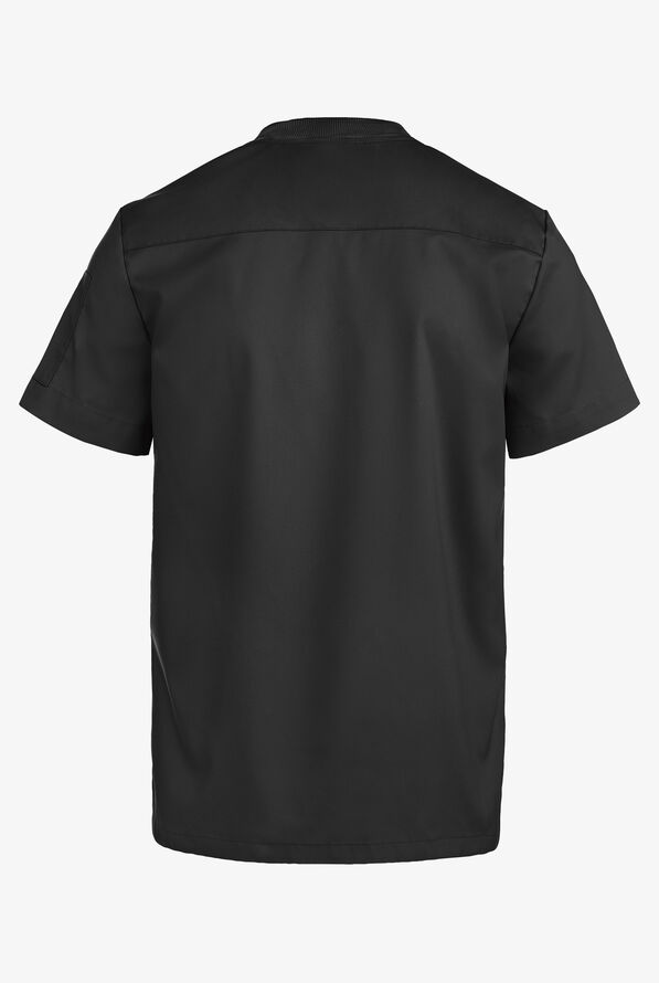 Advantage STRETCH Men's 2-Pocket Short Sleeve Henley Scrub Top - Black - 5