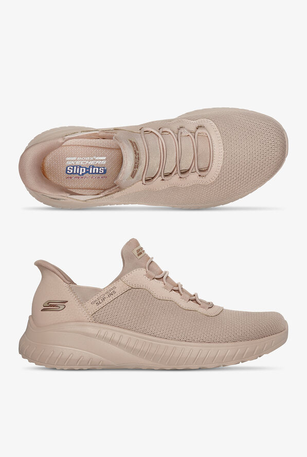 Skechers Bobs Women's SLIP-INS Sport Squad Chaos Tan Athletic Nursing Shoes - null - 1