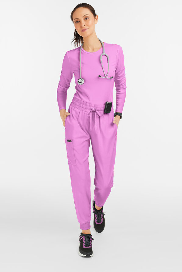 koi Basics Gemma Women's 5-Pocket STRETCH Cargo Jogger Scrub Pants - Bloom Lavender - 4