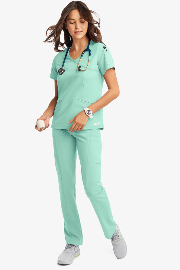 Pantal&oacute;n m&eacute;dico ReSurge by Butter-Soft estilo yoga con 6 bolsillos para mujer **Ligeramente IRREGULAR** - Beachside Blue - 6