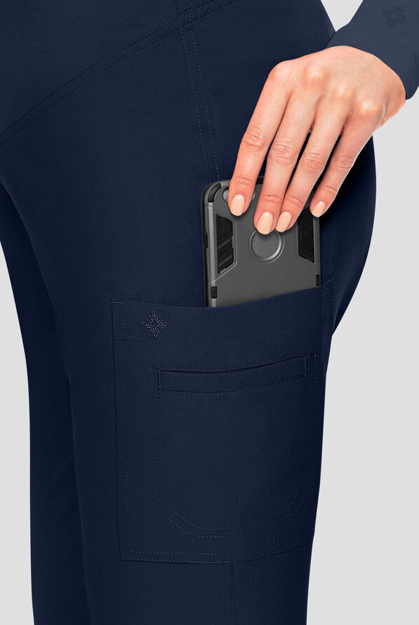 Med Couture Touch Maternity Women's 1-Pocket STRETCH High Waist Straight Leg Scrub Pant - Navy - 3