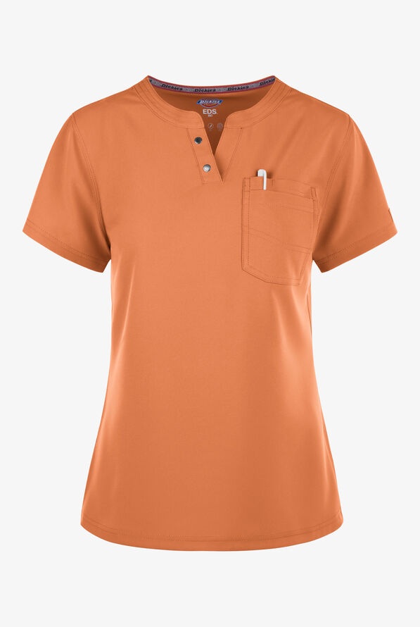 Dickies EDS NXT Women's 1- Pocket Tuck In Henley Scrub Top - Ginger Glow - 1