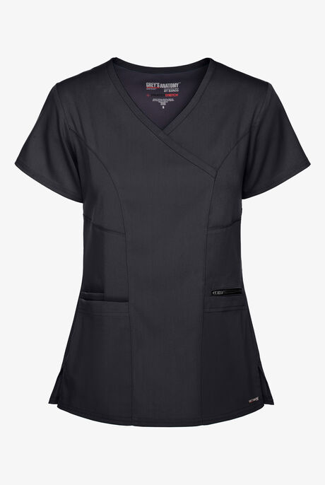 Grey's Anatomy by Barco Spandex STRETCH Kim Women's 3-Pocket Mock Wrap Scrub Top