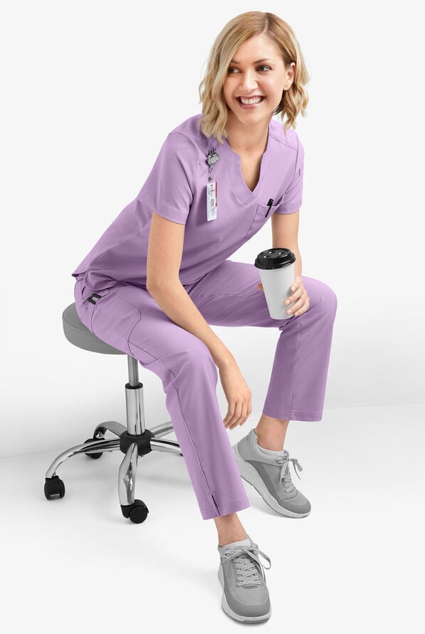 Easy STRETCH Nikki Women's 1-Pocket Scallop Neck Tuck-In Scrub Top - Amethyst Mist - 8