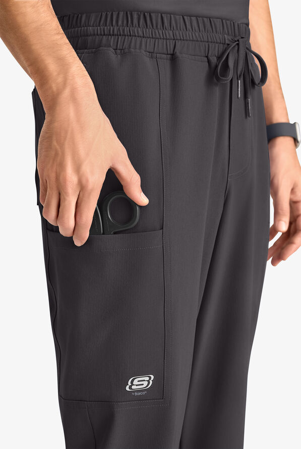 Skechers by Barco Horizon Men's 5-Pocket STRETCH Cargo Scrub Pants - Pewter - 2