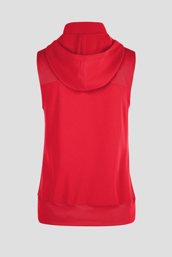 Med Couture Amp Women's 4-Pocket STRETCH Zip Front Removable Hoodie Scrub Vest - Solar Flare - 2