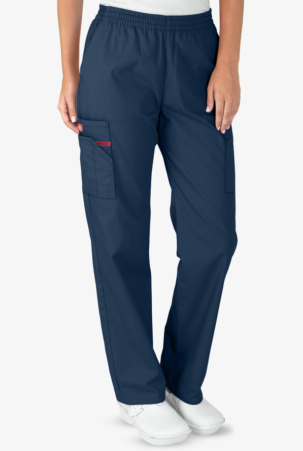 Dickies EDS Signature Women's 6-Pocket Classic Fit Pull-On Scrub Pants - Tall - Navy - 1
