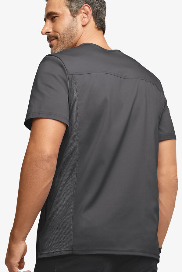 Advantage STRETCH Men's 5-Pocket V-Neck Air-Mesh Panel Scrub Top - Pewter - 4