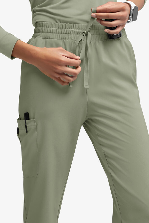 Easy STRETCH Naya Women’s Natural Waist 6-Pocket Straight Leg Scrub Pants - Tall - Olive Leaf - 3