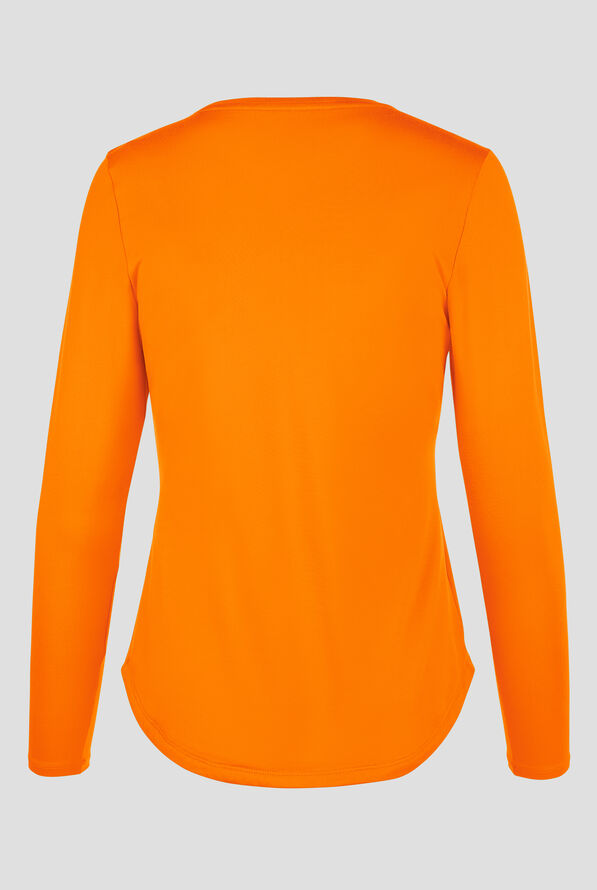 Zavate Ava Therese Tiffany Women's Knit STRETCH Long Sleeve Underscrub - Orange Glow - 2
