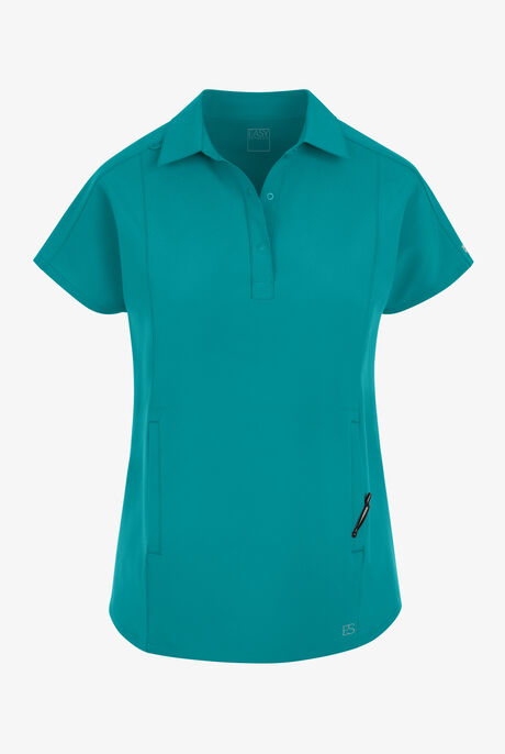 Easy STRETCH LEA Women's 3-Pocket Polo Collar Scrub Top