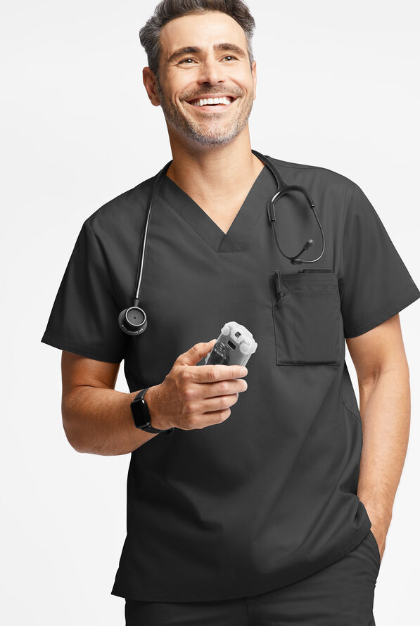 Butter-Soft Originals Men's 3-Pocket V-Neck Scrub Top - Black - 2