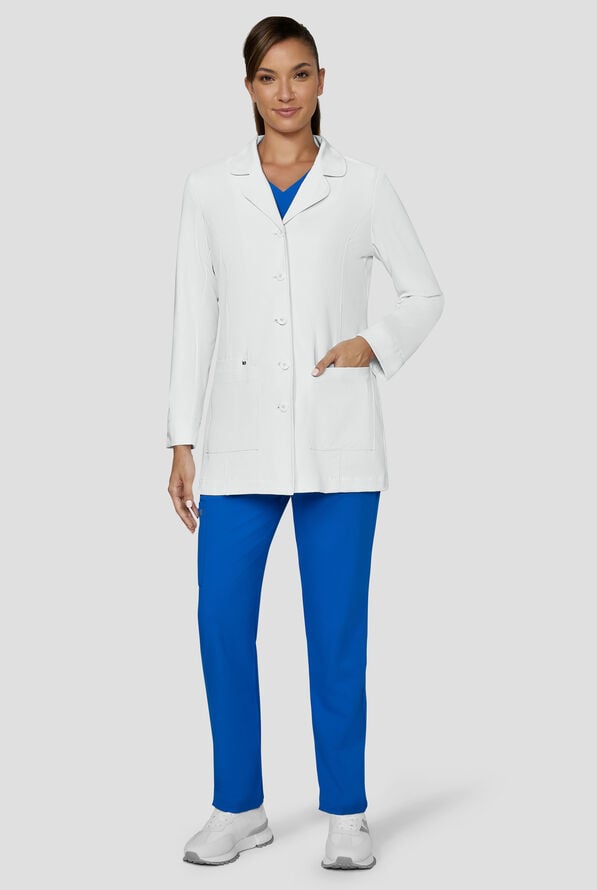 Koi Essentials Connect Women's 32" 3-Pocket Lab Coat - White - 3