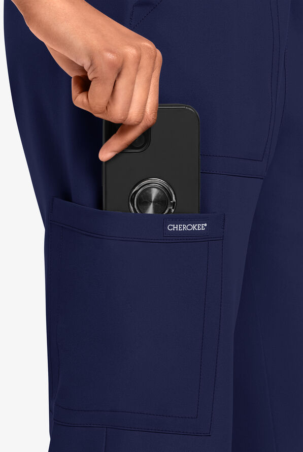 Pantal&oacute;n m&eacute;dico Cherokee Workwear Originals Ultra estilo cargo con piernas rectas y 4 bolsillos para mujer - Navy - 3