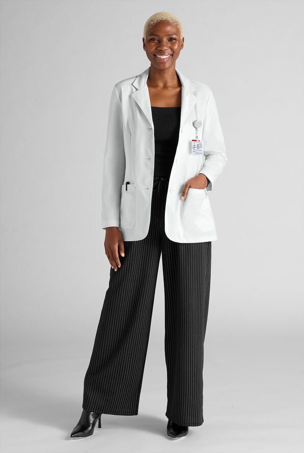 Easy STRETCH Simone Women’s 29 1/2"  5-Pocket Consultation Scrub Lab Coat - White - 6