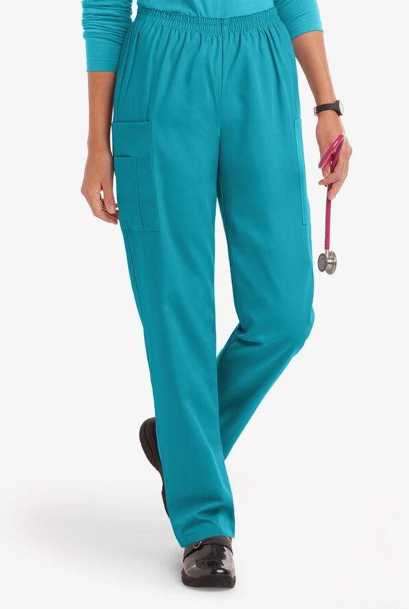 UA Best Buy Scrubs Women's 3-Pocket Elastic Waist Tapered Pants - Teal - 1