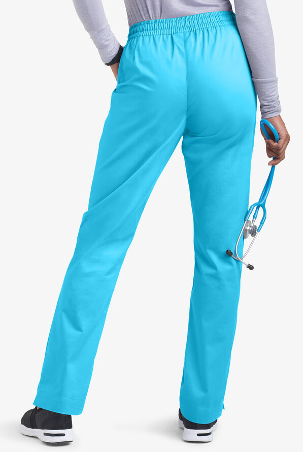 Pantal&oacute;n m&eacute;dico UA Butter-Soft STRETCH petite con cintura elastizada con cord&oacute;n ajustable y 3 bolsillos para mujer - Turquoise - 2