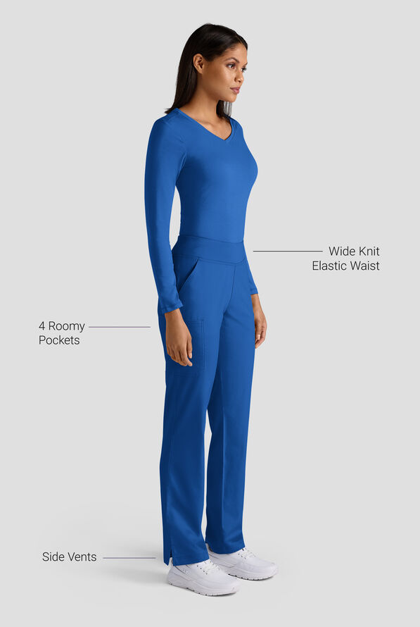 Pantalón médico Butter-Soft FLXTEK STRETCH estilo yoga con cintura de tejido y 4 bolsillos para mujer - Royal - 3