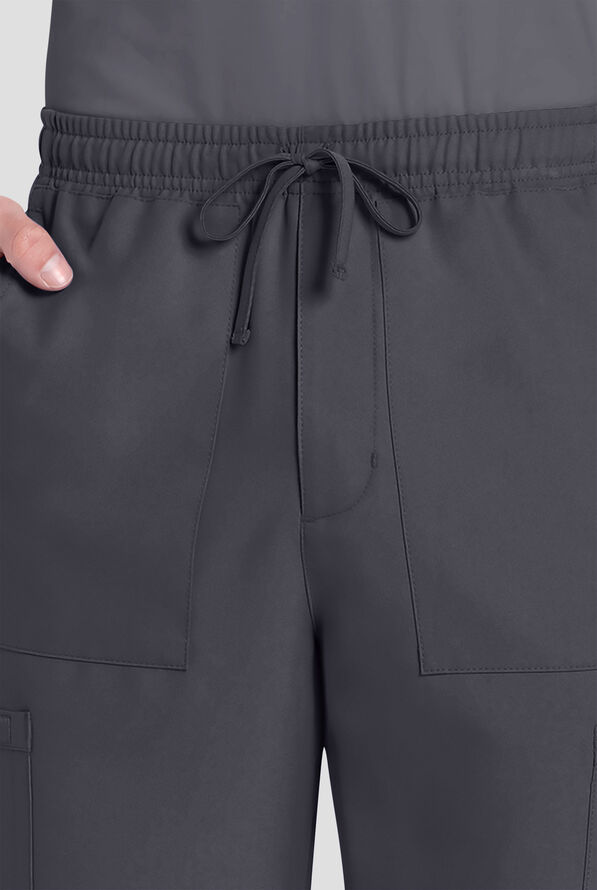 Cherokee Workwear Originals Ultra Men's 6-Pocket Straight Leg Drawstring Cargo Scrub Pants - Pewter - 2