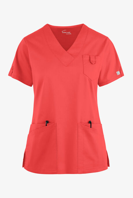 Butter-Soft STRETCH Women's 6-Pocket V-Neck Scrub Top