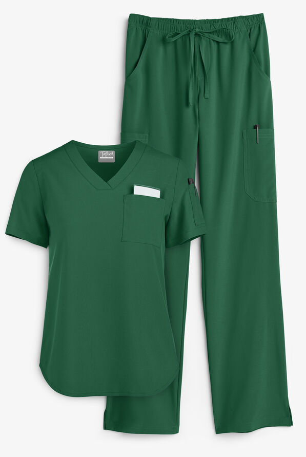 Tafford Active Stretch Women's 7-Pocket Scrub Set - Hunter - 1