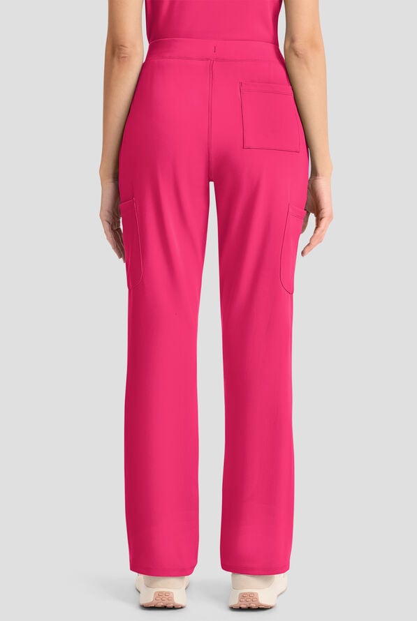 Cherokee Achieve Women's 5-Pocket STRETCH Elastic Waist Drawstring Cargo Scrub Pants - Tropical Hibiscus - 4