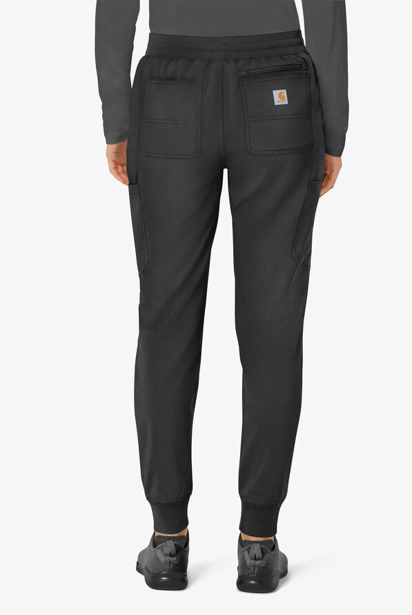 Carhartt Cross-Flex Force Women's 8-Pocket STRETCH Knit Cuff Cargo Jogger Scrub Pants - Petite - Black - 2