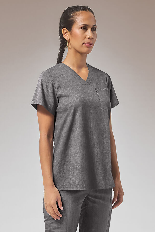 Hypothesis Women's Base V-Neck Tuck-In Scrub Top - Graphite - 3