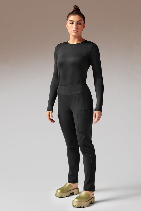 Hypothesis Dynama Y-Pant Women&rsquo;s 7-Pocket Yoga-Inspired Scrub Pant - Jet Black - 4