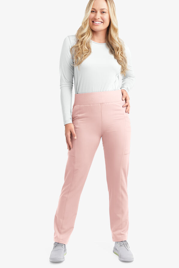 Butter-Soft Women's 6-Pocket Yoga Scrub Pants **Slightly IRREGULAR** - Sweet Pink - 3