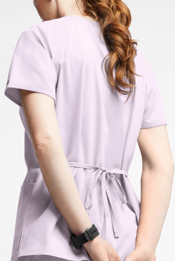 Butter-Soft Originals Women's 3-Pocket Mock Wrap Scrub Top - Orchid Petal - 3