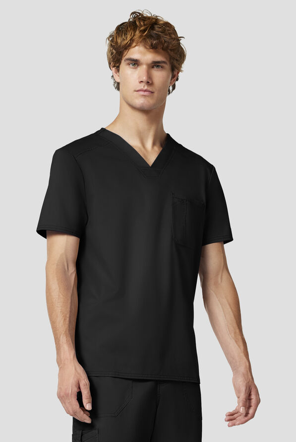 Camisa m&eacute;dica Cherokee Workwear Revolution con cuello en V y 1 bolsillo para hombre - Black - 2