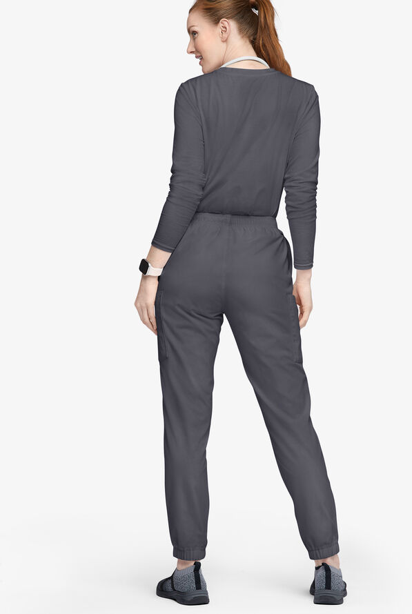 Butter-Soft Originals Women's 7-Pocket Tapered Jogger Cargo Scrub Pants - Petite - Pewter - 3