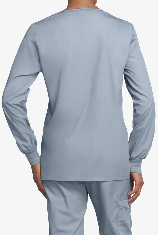 Cherokee Workwear Women's 3-Pocket Snap Front Scrub Jacket - Grey - 3