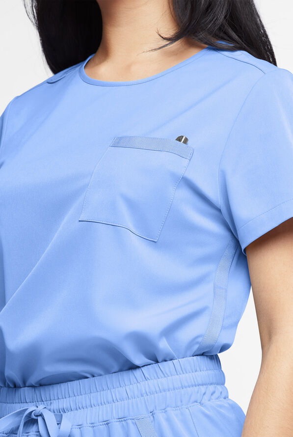 WhisperLite Lyra Women's 2-Pocket Stretch Crew-Neck Scrub Top - Ceil Blue - 4