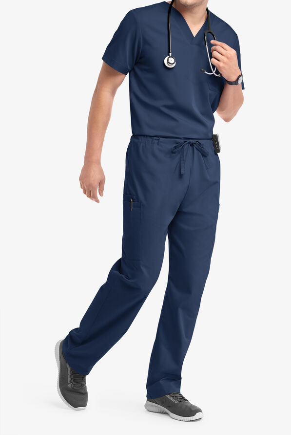 Butter-Soft Core Scrubs Unisex 4-Pocket Cargo Drawstring Scrub Pants- New and Improved - Short - Navy - 6