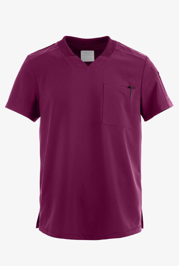 Cherokee Men's 2Pocket STRETCH Tuck In RibKnit Neckband VNeck Scrub Top, Stretch Scrubs