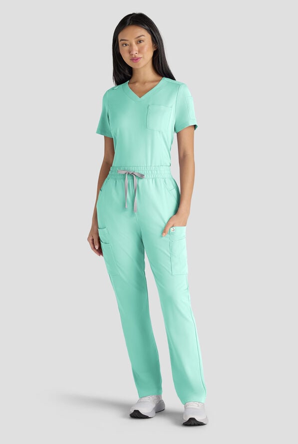 ReSurge Diamond Women's 3-Pocket V-Neck Tuck In / Wear Out Scrub Top - Jelly Mint - 8
