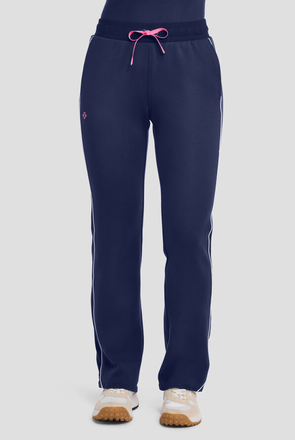 Med Couture Layers Women's 2-Pocket STRETCH High-Rise Straight Leg Scuba Knit Cargo Scrub Pant - Navy - 1