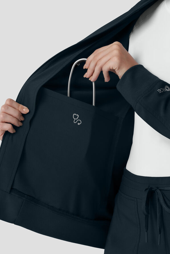 Carhartt Force Cross-Flex Rugged Flex Women's 6-Pocket Rib Trim Lightweight Zip Bomber Scrub Jacket - Navy - 5