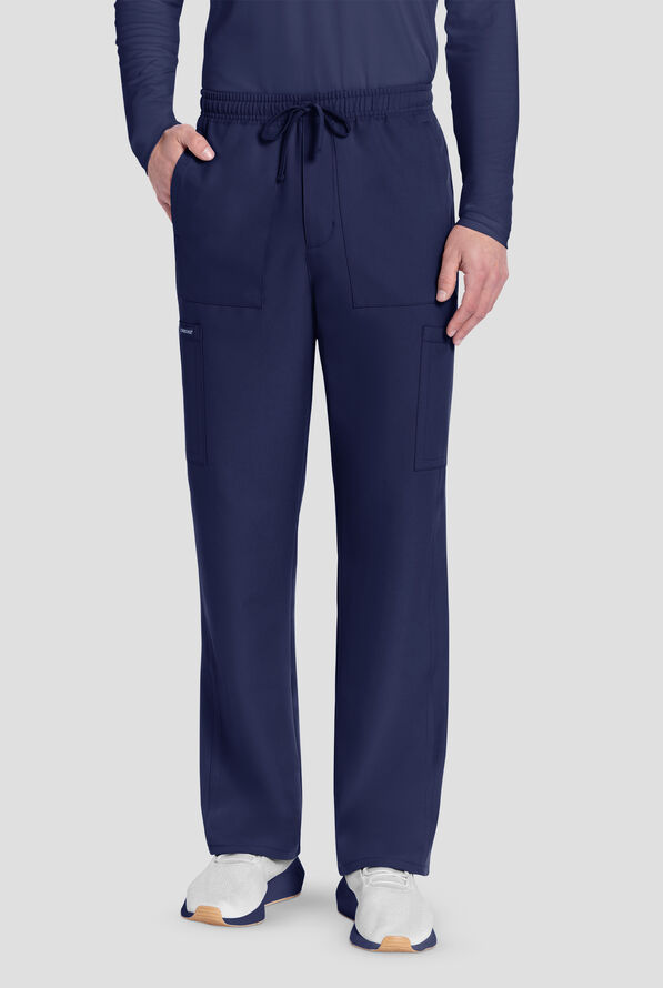 Cherokee Workwear Originals Ultra Men's 6-Pocket Straight Leg Drawstring Cargo Scrub Pants - Navy - 1