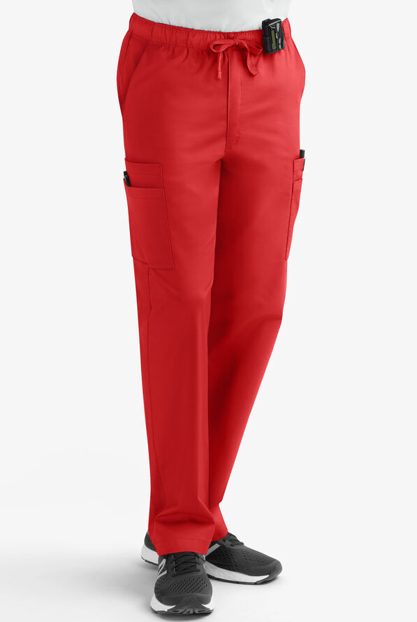 Best Buy Scrubs Next Generation Men's 7-Pocket Zip Front Cargo Pants - Red - 1